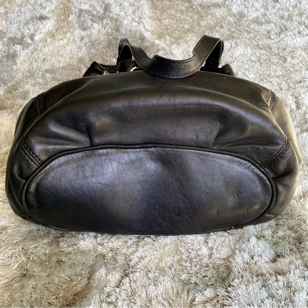 Michael Kors Black Soft Leather, Gold Hardware Shoulder Bag - Picture 10 of 14
